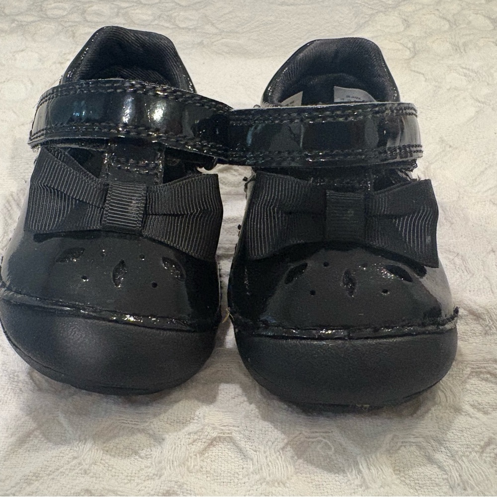 Stride Rite First Walker Janna Black Patent Dress Shoe with Bow 3M